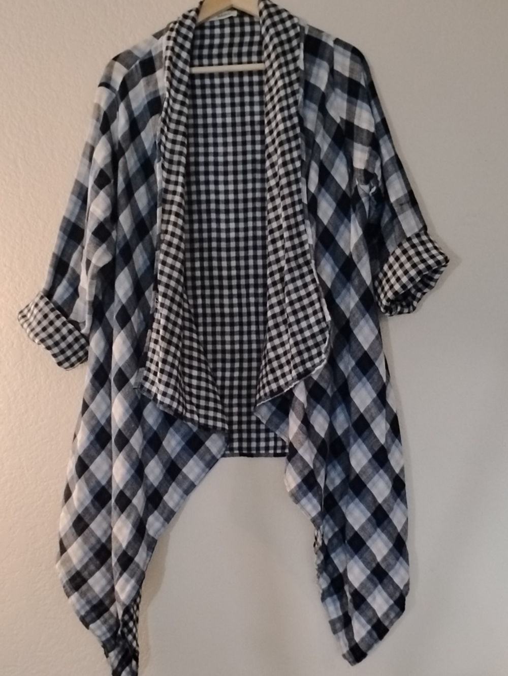Blue Plaid Waterfall Jacket 100% Cotton Made In USA